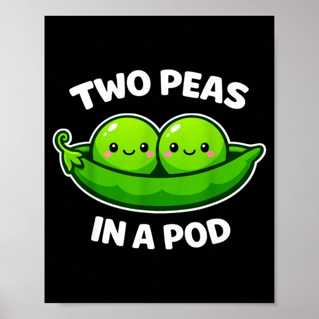 Två ärtor i en d söt Kawaii rolig  Poster (Framsidan)