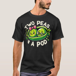 Två ärtor i en kapsel Rolig grönsaksälskare Par T- T Shirt