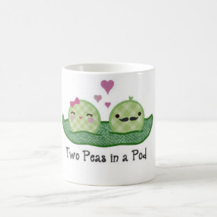 Två ärtor i en pod kaffemugg
