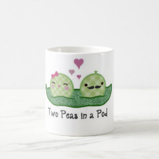 Två ärtor i en pod kaffemugg