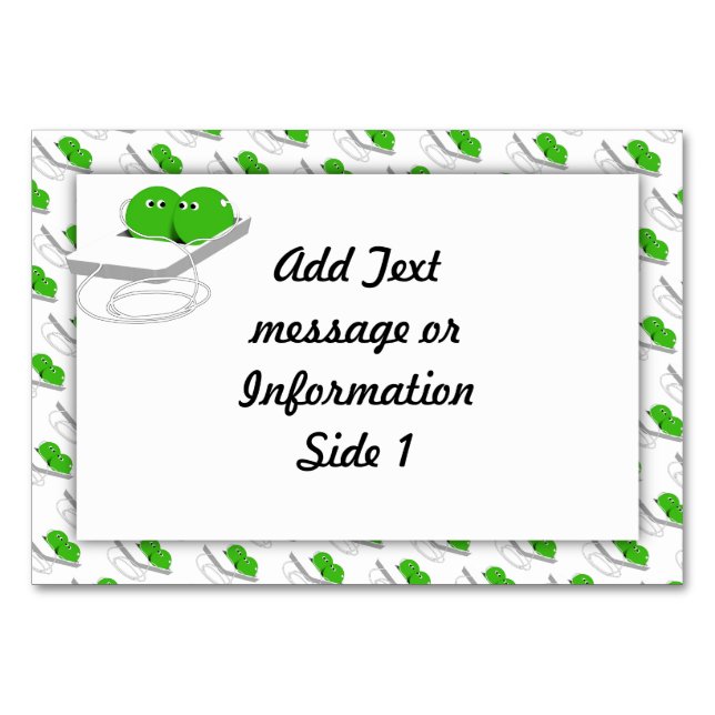 Två ärtor i en Pod (lägg till texten) Bordsnummer (Framsidan)