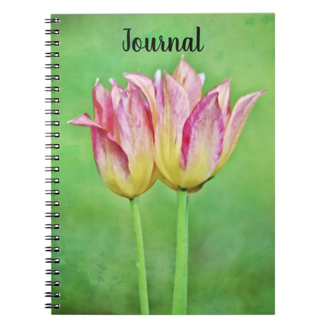 Två Artsy Tulips Journal bärbara dator Anteckningsbok (Framsidan)
