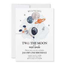 Två Astronaut Space Boy 2 Birthday Invi