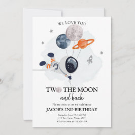 Två Astronaut Space Boy 2 Birthday Invi Inbjudningar