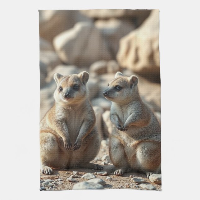 Två Aussie Rottnest IsLand Quokkas,  Kökshandduk (Vertikal)
