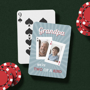 Två av ett slag   Farfar- och barnfoto Casinokort