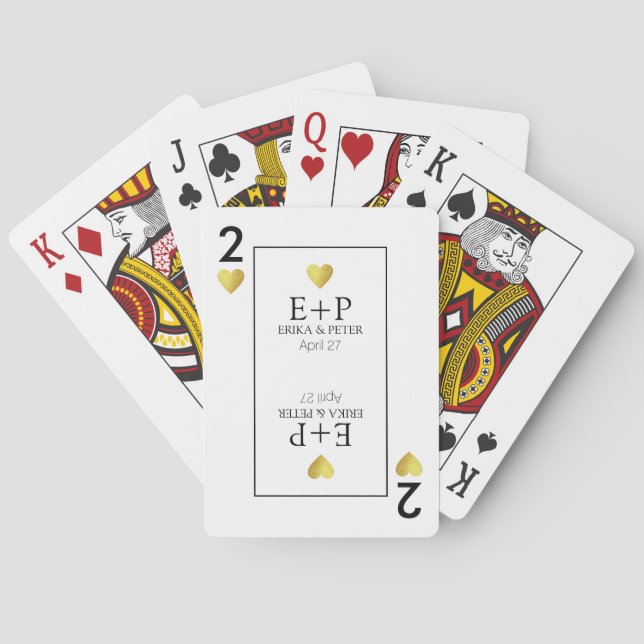 Två av Hearts bröllopsfavoriter Monogram White Casinokort (Baksidan)