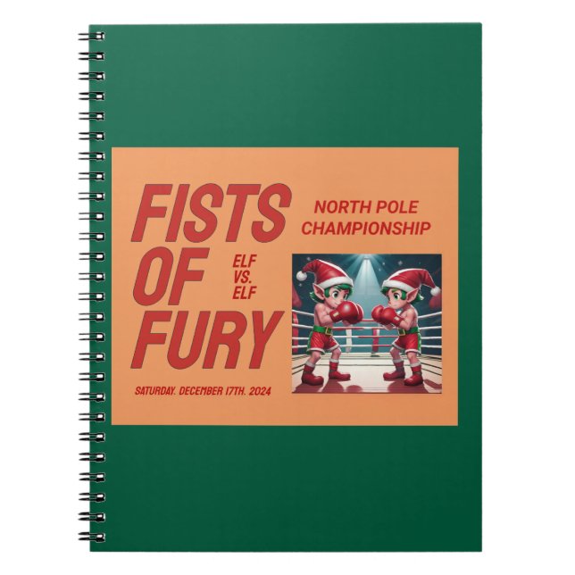 Två av jultomtens älvar i Boxing Championship Matc Anteckningsbok (Framsidan)