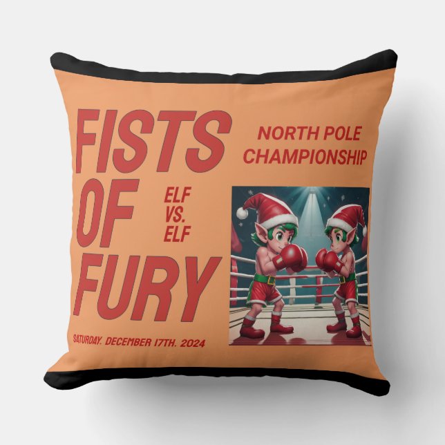 Två av jultomtens älvar i Boxing Championship Matc Kudde (Framsida)