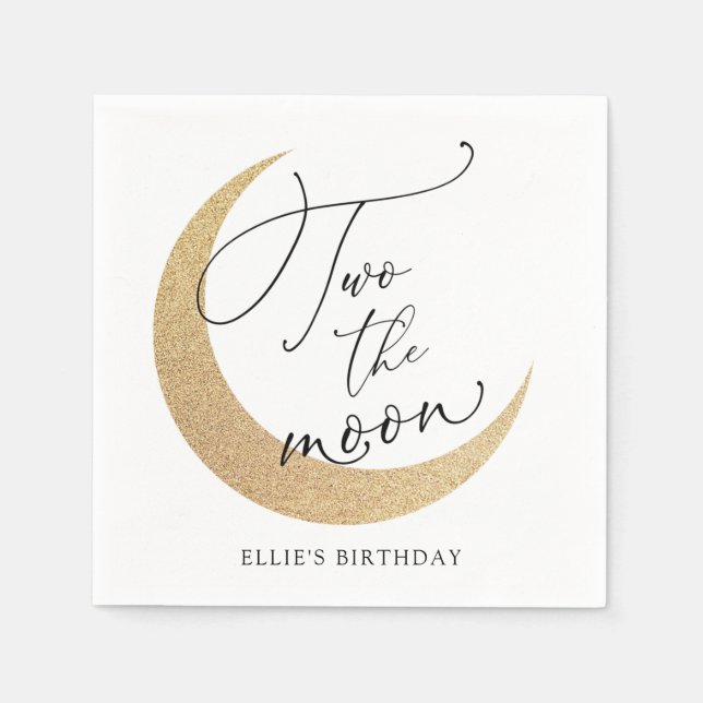 Två av Måne födelsedag Napkins Pappersservett (Framsidan)