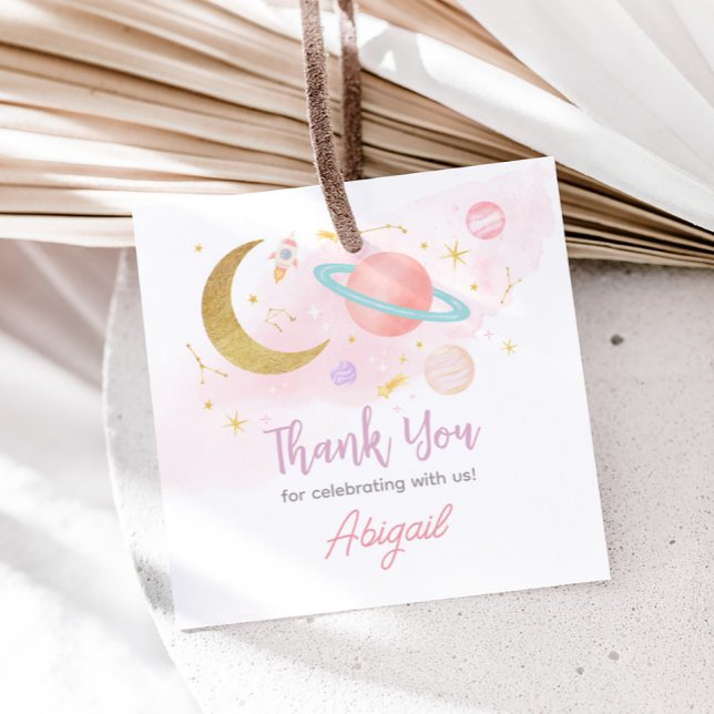 Två av Måne och Stars Födelsedagsfest Square Gåvor Etiketter (Two the Moon Birthday Party Square Favor Tags)
