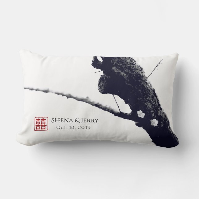 Två av oss Anpassningsbar China Bröllop Gift Lumbarkudde (Framsida)