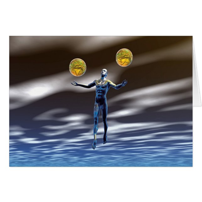 Två av Pentacles Hälsningskort (Framsidan Horizontal)