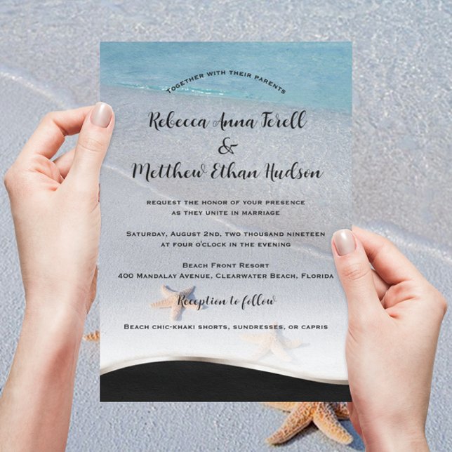 Två av USA/Ocean Kärlek Starfish Beach Wedding Inb Inbjudningar (Skapare uppladdad)