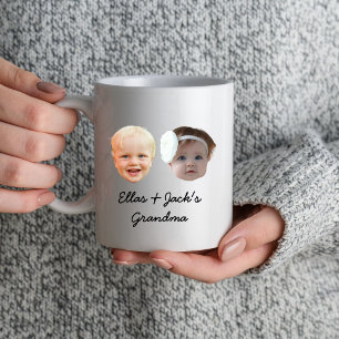 Två Baby Ansikte Personlig Photo Ansikte Grandma Mugg