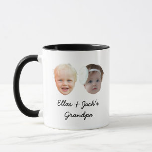 Två Baby Ansikte Personlig Photo Gift Grandpa Jula Mugg