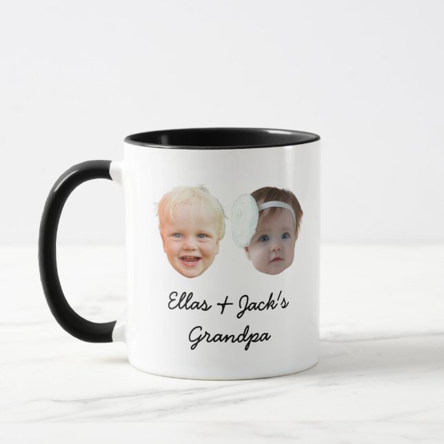 Två Baby Ansikte Personlig Photo Gift Grandpa Jula Mugg (Vänster)