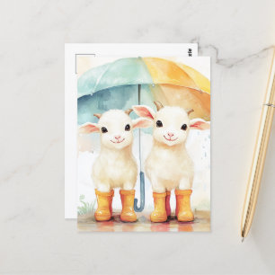 Två Baby-getter på Rainy Day Vykort