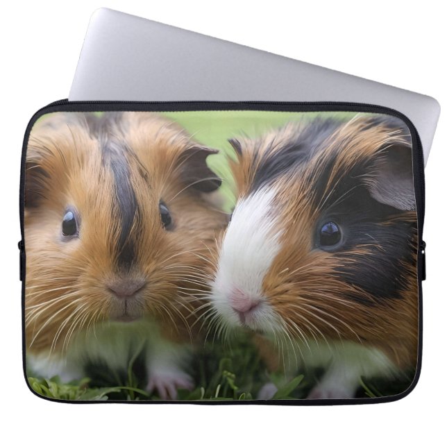 Två Baby Tortoishell Guinea Grisar, Laptop Fodral (Framsidan)