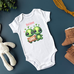 två baby-utomjordingar, Kärlek UFO Tro scifi övers T Shirt