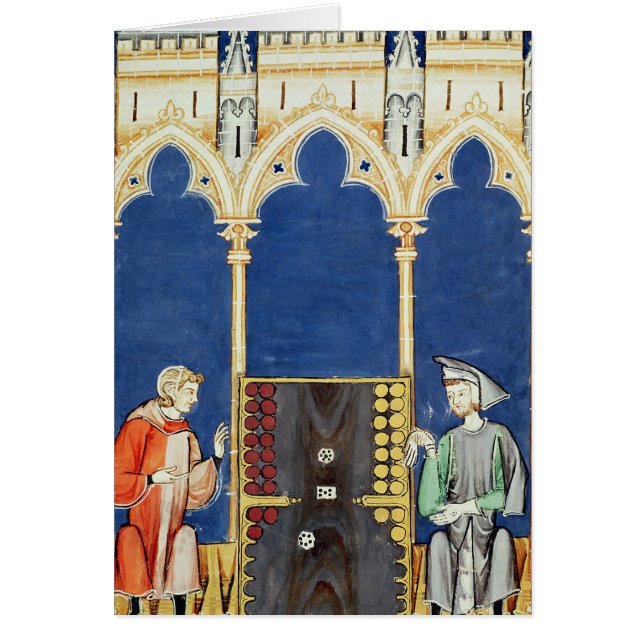 Två backgammon-spelare hälsningskort (Framsidan)