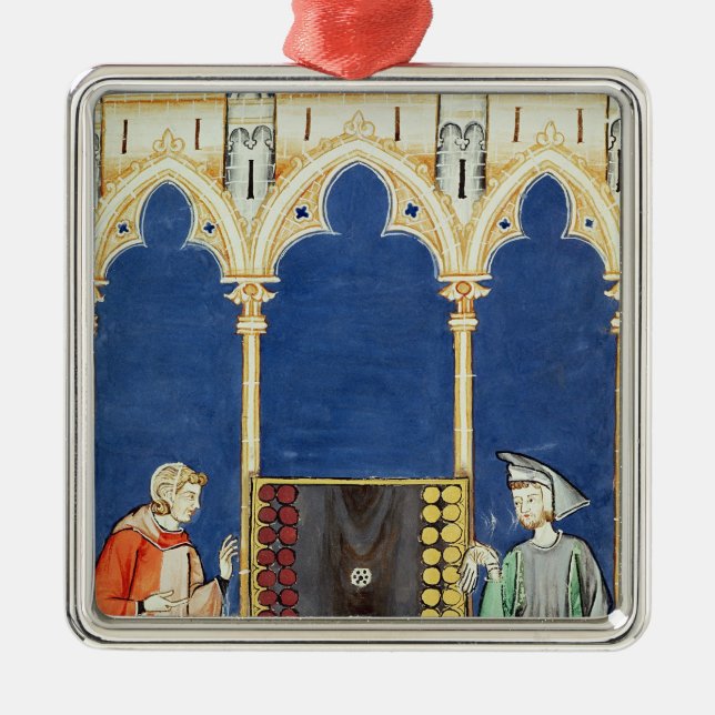 Två Backgammonspelare Julgransprydnad Metall (Framsidan)