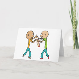 Två Bald Manar som kämpar över en kamera Kort