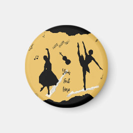 Två Ballet Dancers och Music på Golden Beige Färg Magnet
