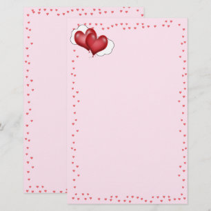 Två ballonghjärter Valentine Kärlek Brevpapper