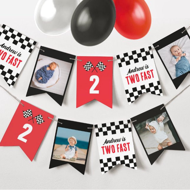 Två banderoller för Fast Boys Birthday-buntning Vimplar (Skapare uppladdad)