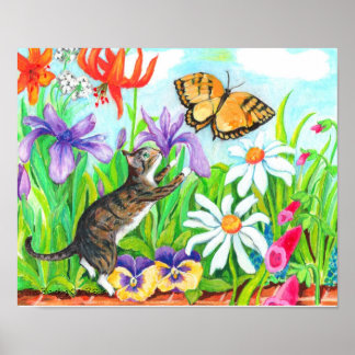 Två barn - Daisy vår katt Poster