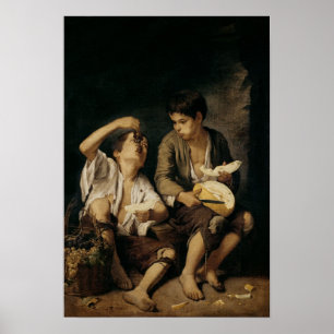 Två barn Eating a melon and Grapes, 1645-46 Poster