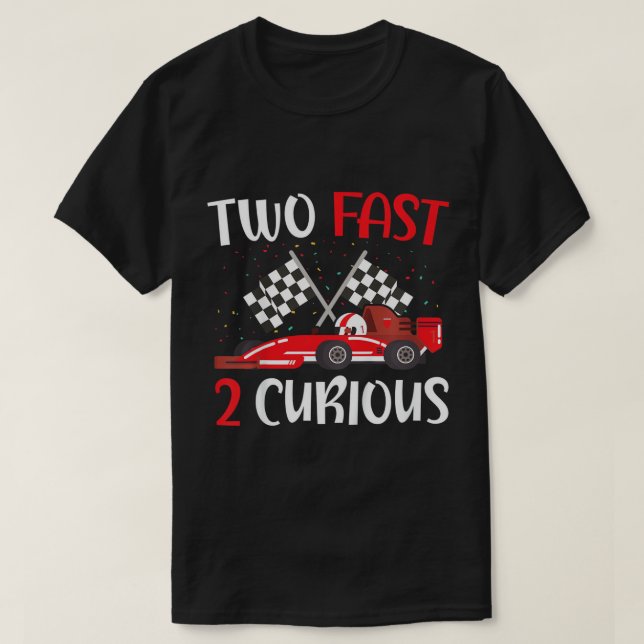 Två barn två Fast 2 Nyfiken födelsedag två år gamm T Shirt (Design framsida)