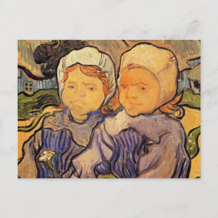 Två barn, Van Gogh, Vintage Impressionism Konst Vykort