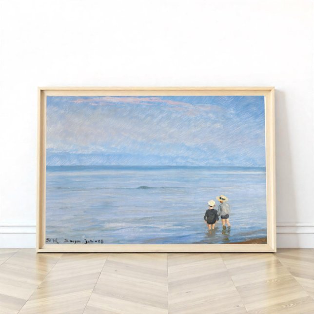 Två barnpaddling i Skagen Beach, PS Kroyer Poster (Skapare uppladdad)