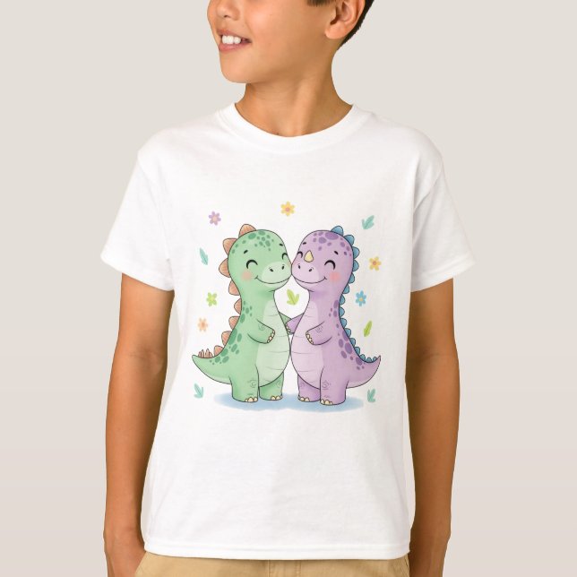 Två bästa vän-dinosaurier t shirt (Framsida)