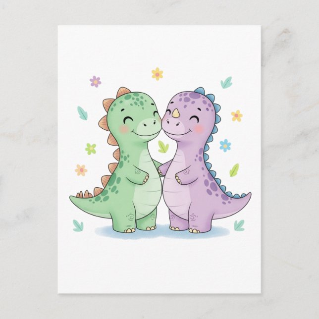 Två bästa vänner - dinosaurier vykort (Framsida)