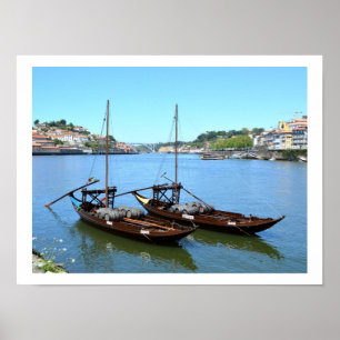 Två båtar vid floden Douro, Porto Poster