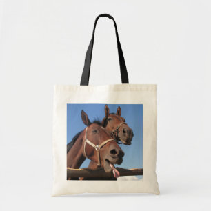 Två Bay Horses, Horse Stick ut Tunga Tygkasse