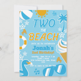 Två Beach Party 2:a födelsedag Sommaren Inbjudningar