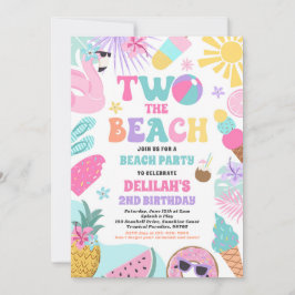Två Beach Sommaren 2:a födelsedagen Beach Party Inbjudningar