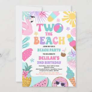 Två Beach Sommaren 2:a födelsedagen Beach Party Inbjudningar
