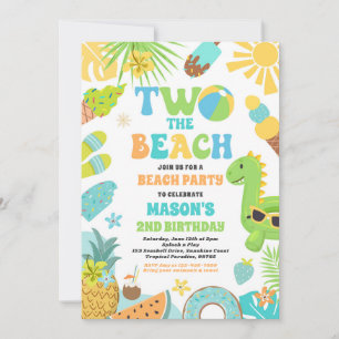 Två Beach Sommaren 2:a födelsedagen Beach Party Inbjudningar