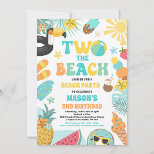 Två Beach Sommaren 2:a födelsedagen Beach Party Inbjudningar