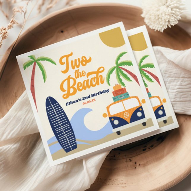 Två Beach-Surfan blått 2:a födelsedagen Party Pappersservett (Skapare uppladdad)