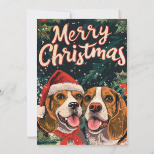 Två Beagle God jul Julkort