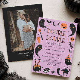 Två bebisar brygger tvillingar Halloween baby show Inbjudningar