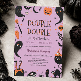 Två bebisar bryggs Tvillingar Halloween Baby Showe Inbjudningar