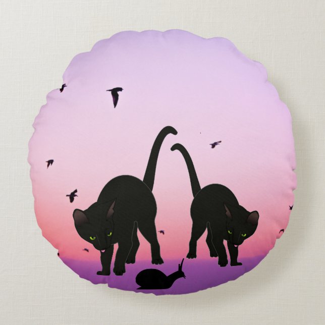 Två behållare för katter rund kudde (Framsidan)