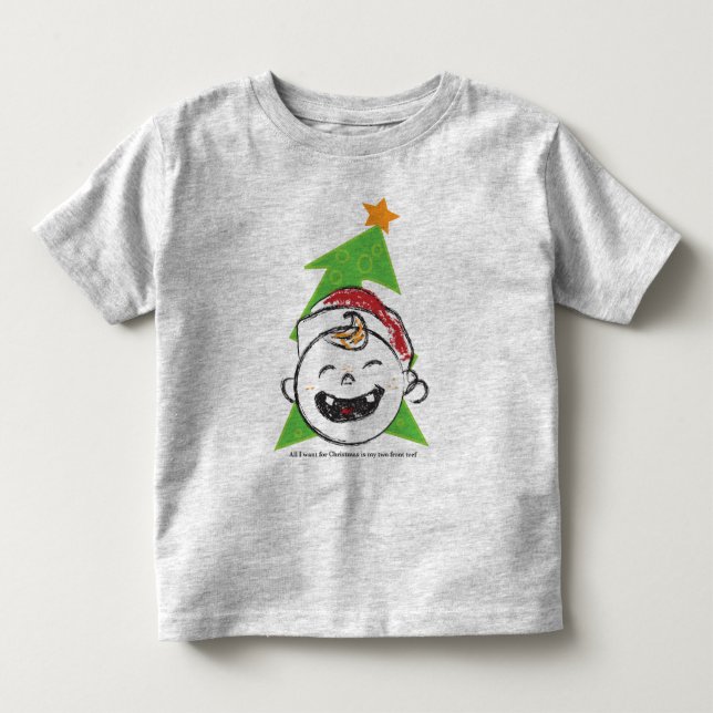 Två beklär Teef jul Tee Shirt (Framsida)